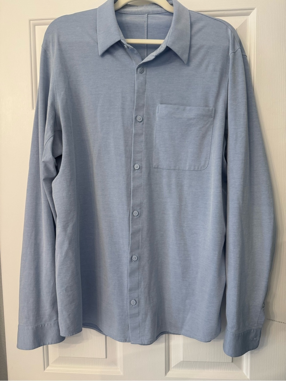 Lululemon Men's Commission Button-Front Long Sleeve Shirt Heathered Blue